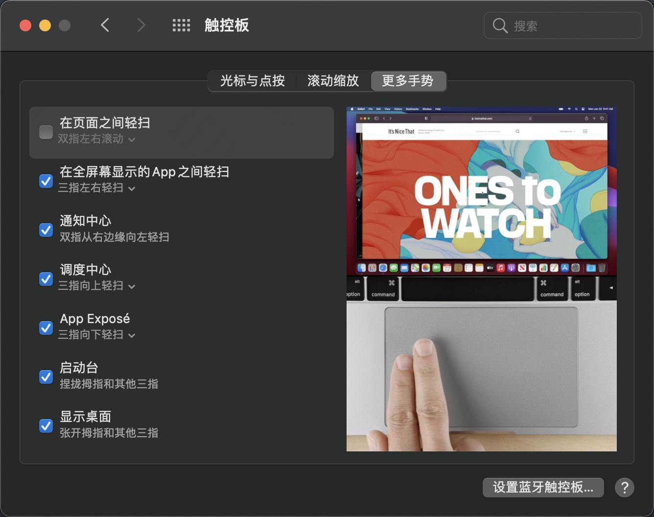 macOS 触摸板关闭页面前进后退手势