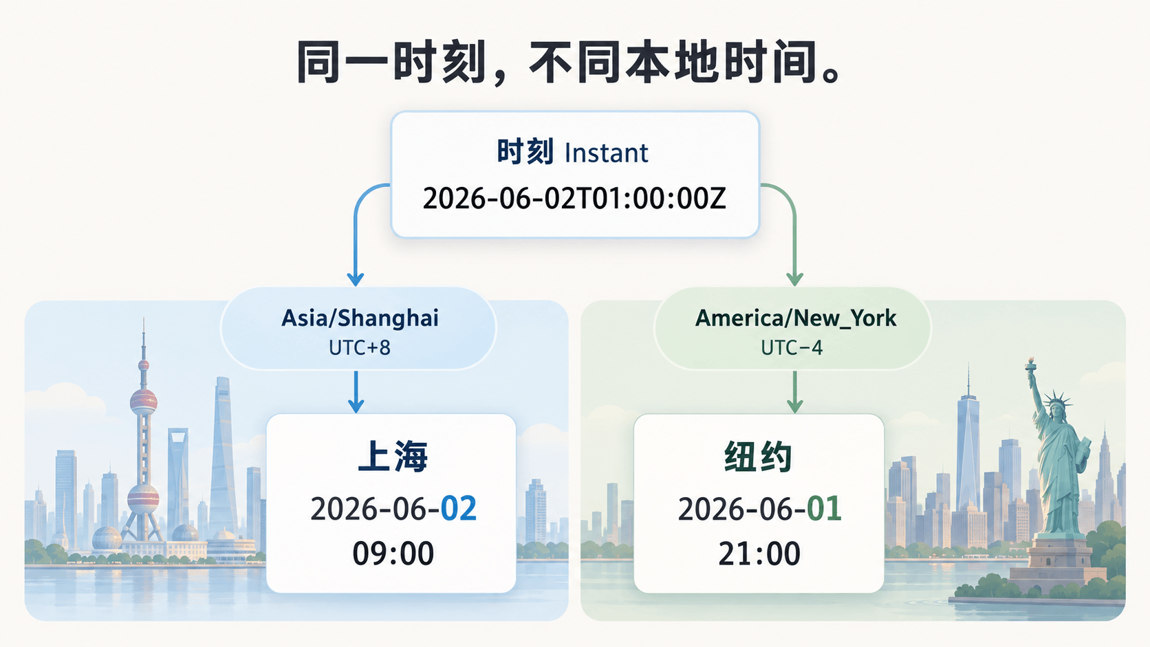 同一时刻在上海与纽约的本地时间